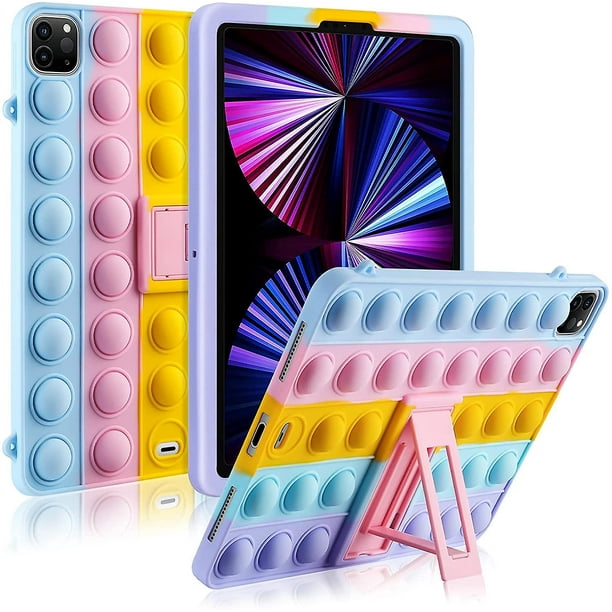 Para Ipad Air Case 4.a generación 10.9 con soporte Fundas para Ipad Pro 11 3.a 2.a generación (2021/2020/2018) Fidget Pop Toys Push It Bubble Funda protectora de silicona para