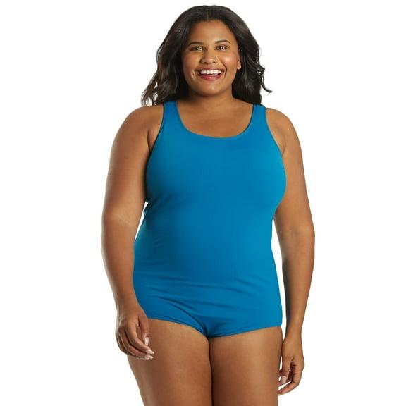 Sporti Plus Size HydroLast Chlorine Resistant One Piece, High Cut, Removable Cup (Women's Plus)