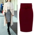 thumbnail image 4 of comerut Women Fall Winter Skirt High Waist Slim Fit Solid Color Knee Length Solid Color Sheath Tight Waist Warm Thick Soft Lady Midi Skirt, 4 of 8