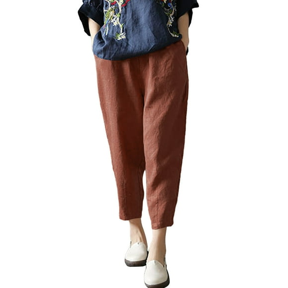 Ketyyh-chn99 Womens Pants Casual Work Cargo Palazzo Trousers Pants Womens Sweat Pants for Women Coffee,L