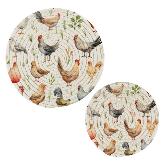 Chicken Pot Holders Set Trivets Hot Pads Cotton Mats for Cooking
