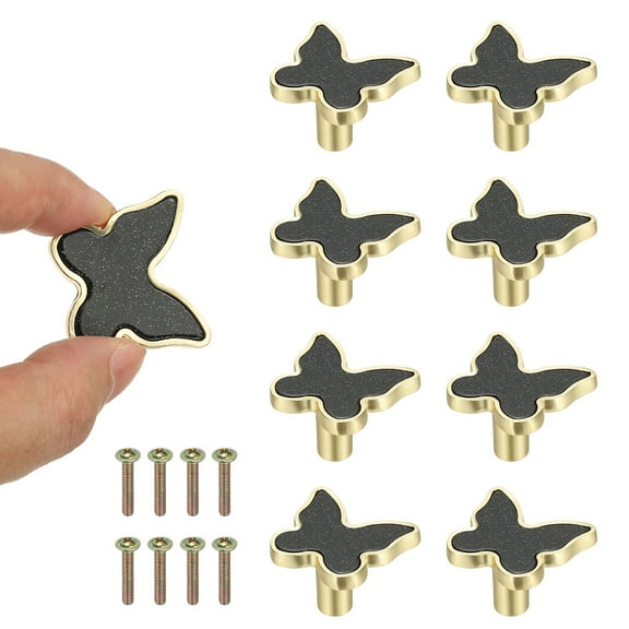 8 Pcs Butterfly Shaped Cabinet Knobs, Bathroom Dresser Knobs Kitchen Drawer Pulls for Wadrobe Cupboard Door Hardware Black