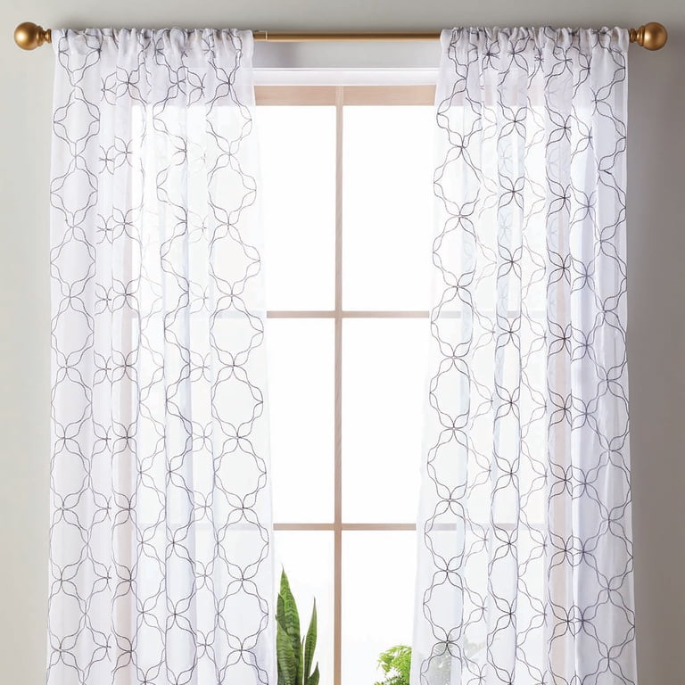 Better Homes & Gardens Quatrefoil Embroidered Sheer Curtain Panel photo 3