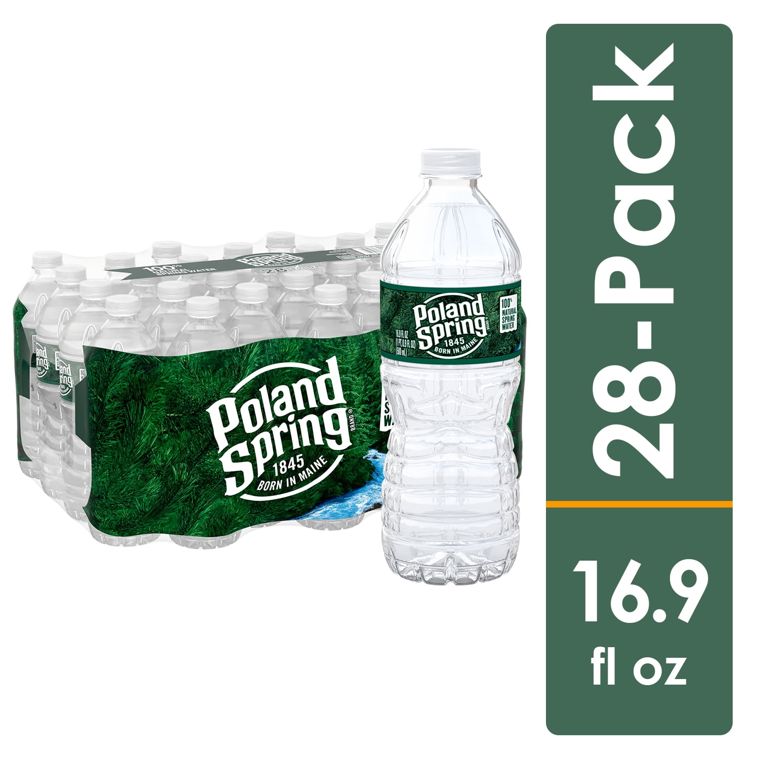 POLAND SPRING Brand 100% Natural Spring Water, 16.9-ounce plastic bottles (Pack of 28)
