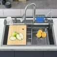 thumbnail image 2 of Smart digital waterfall kitchen sink, 33.5"Drop In Stainless Steel Single Bowl Sink, 2 of 7