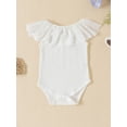 thumbnail image 5 of Bagilaanoe 2pcs Newborn Baby Girl Short Pants Set Lace Ribbed Sleeveless Rompers Tops + Ruffled Shorts + Headband 3M 6M 9M 12M Infant Casual Summer Outfits, 5 of 9