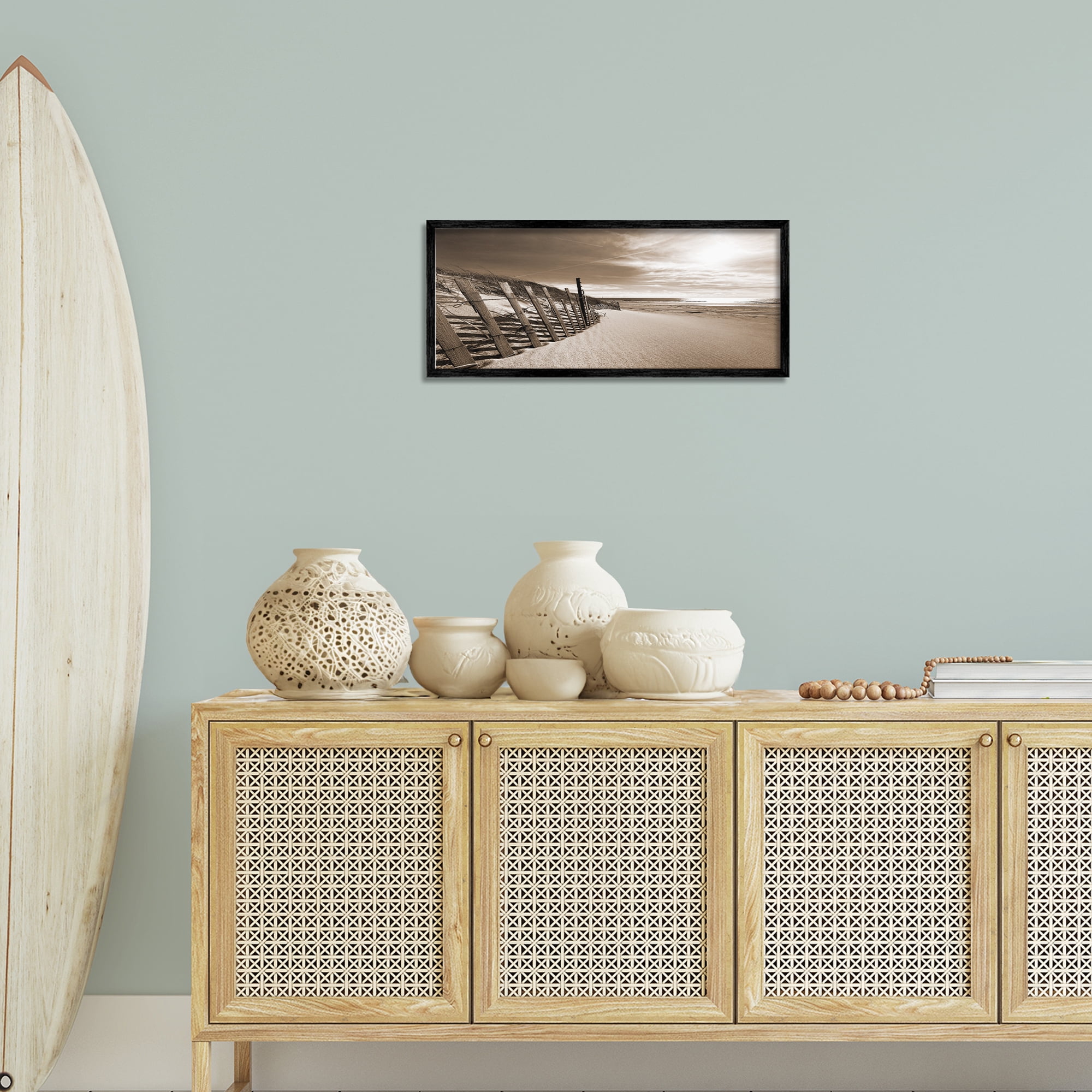Stupell Industries Serene Sands View Landscape Photography Black Framed Art Print Wall Art, 24 x 10
