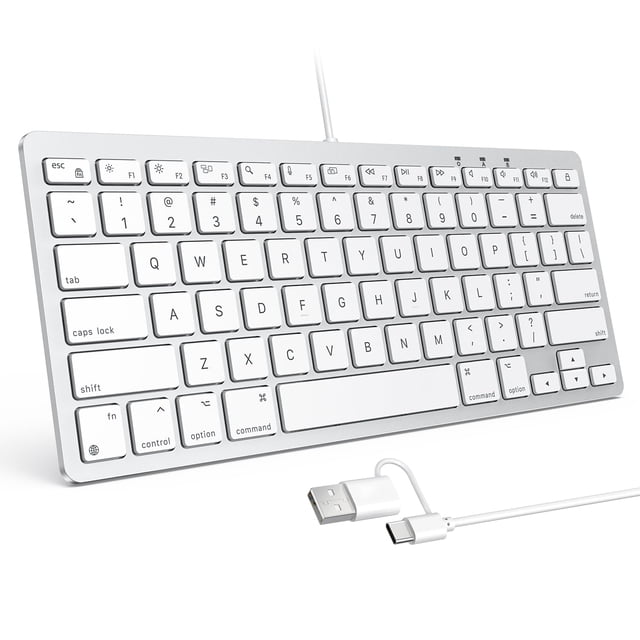 Teclado con cable OMOTON para Mac con interfaz dual blanco