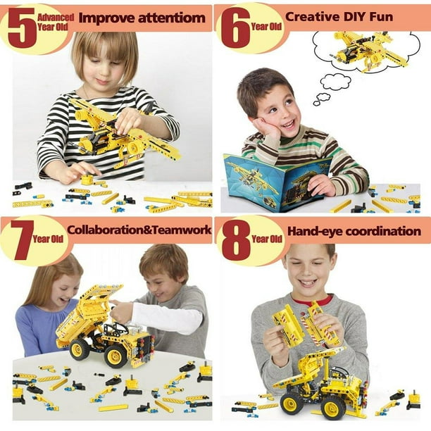 Gili STEM Building Toy for Boys 8-12 - Dump Truck or Airplane 2 in 1  Construction Engineering Kit (361pcs) Best Gift for Kids Age 6 7 8 9 10 11  12+ Years Old