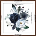 thumbnail image 5 of Art.com Watercolor Floral Wreath Roses Peonies Leaves Boho Grey Navy White Indigo Blue Isolated on White Ba Art Print by Yuliya Podlinnova, Brown Frame Wall Art, 29" x 29", 5 of 5