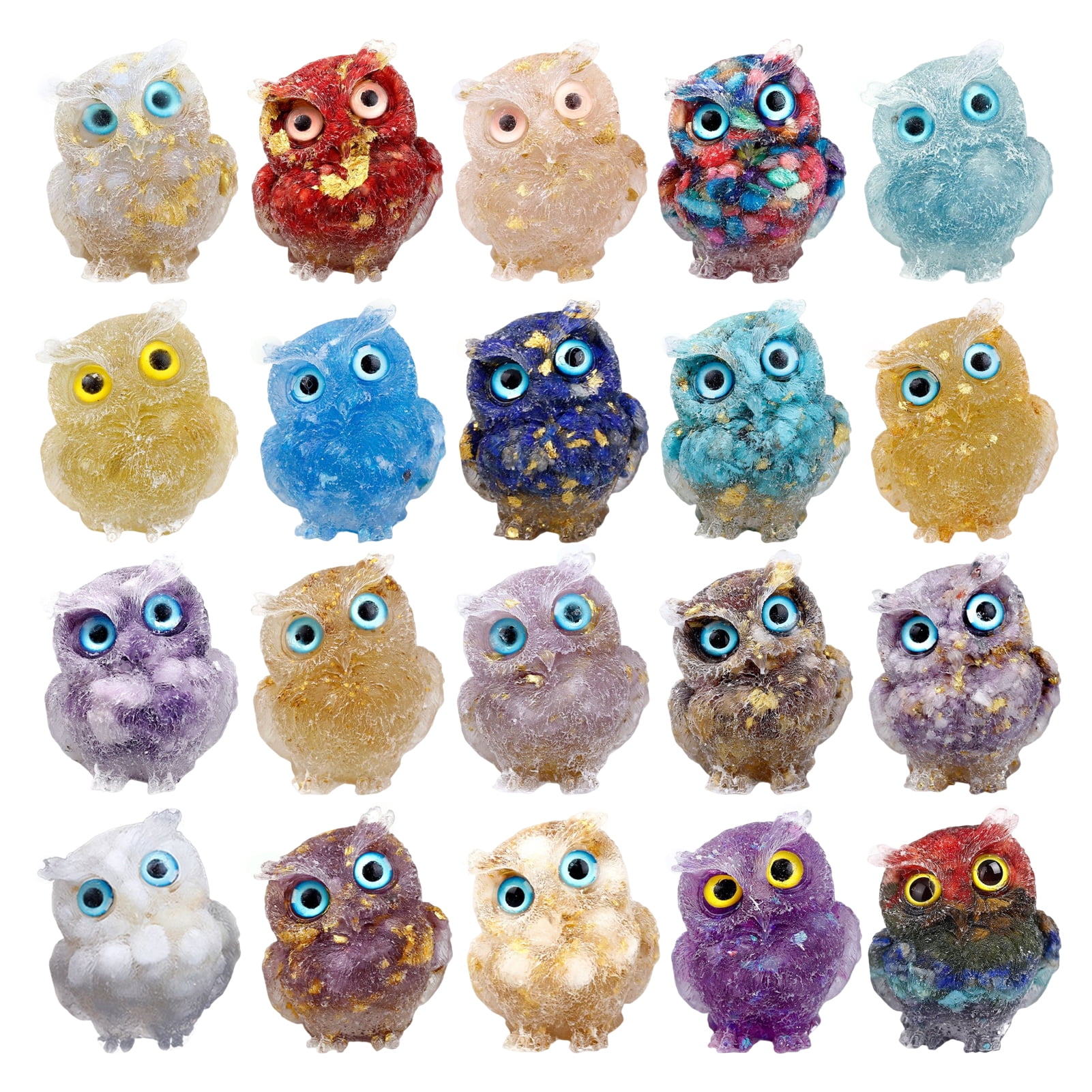Deyuer Owl Ornament Manual Drip Adhesive Faux Crystal Vivid Owl