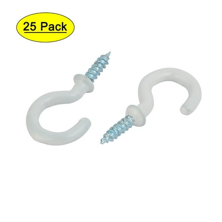 

Uxcell 3/4 Inch Plastic Coated Screw-in Open Cup Ceiling Hooks Hangers White 25pcs