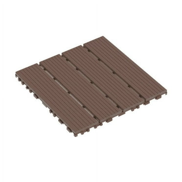 Plastic Interlocking Deck Tiles,44 Pack Patio Deck Tiles,12"x12" Square Waterproof Outdoor All Weather Use, Patio Decking Tiles for Poolside Balcony Backyard, Brown
