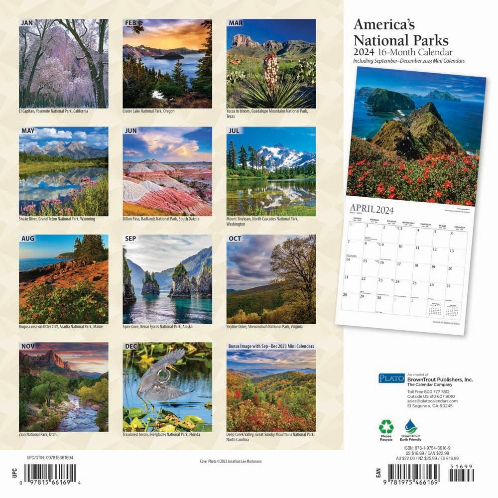 America's National Parks 2024 Wall Calendar 12x12 by Browntrout
