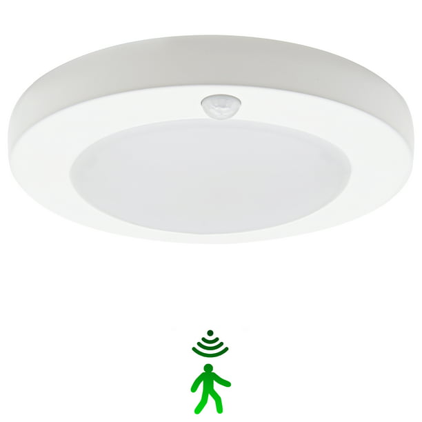 Motion Sensor Led Ceiling Light 6inch 120v Flush Mount Round Lighting Fixture 10w 700lm Closet For Indoor Outdoor Porches Rooms Stairs Hallways 5000k Daylight White Com - Outdoor Ceiling Mount Motion Lights