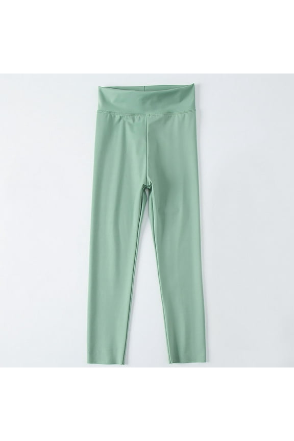 Girls Leggings, Dance Elastic Waist Solid Color Stretch Girls Pants Green Size 12-13 T