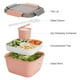 thumbnail image 2 of Freshmage Contenedor de almuerzo para ensalada para llevar, 2 paquetes de ensaladeras de 52 oz con 3 compartimentos, contenedor de aderezos para ensaladas, aperitivos, hombres, mujeres (rosa+verde), 2 of 5