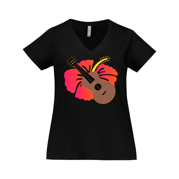 Inktastic Ukulele Hawaiian Music Women's Plus Size V-Neck T-Shirt