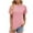 Pink, variant on Fesfesfes Tee Women's Solid Round Neck Short Sleeved Lace Top Shirts for Women S(US:4)