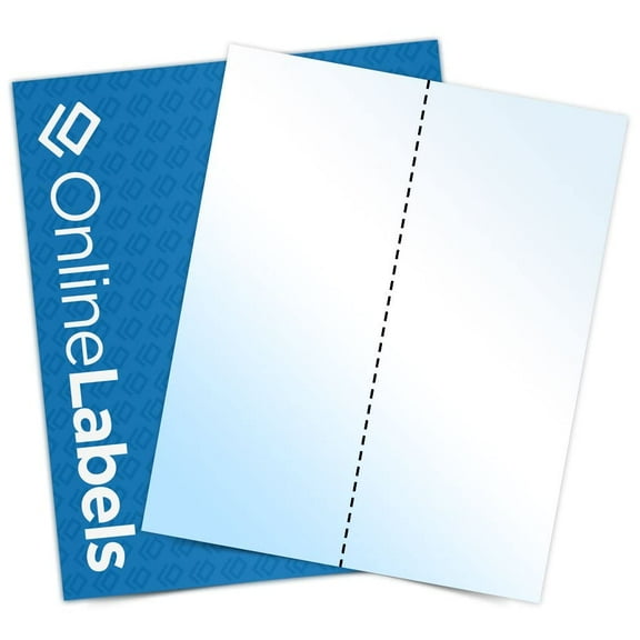 8.5 x 11 White Gloss Full Sheet Labels (Laser Printers Only) - Vertical Back Slit for Easy Peeling - Online Labels (100 Sheet Pack)