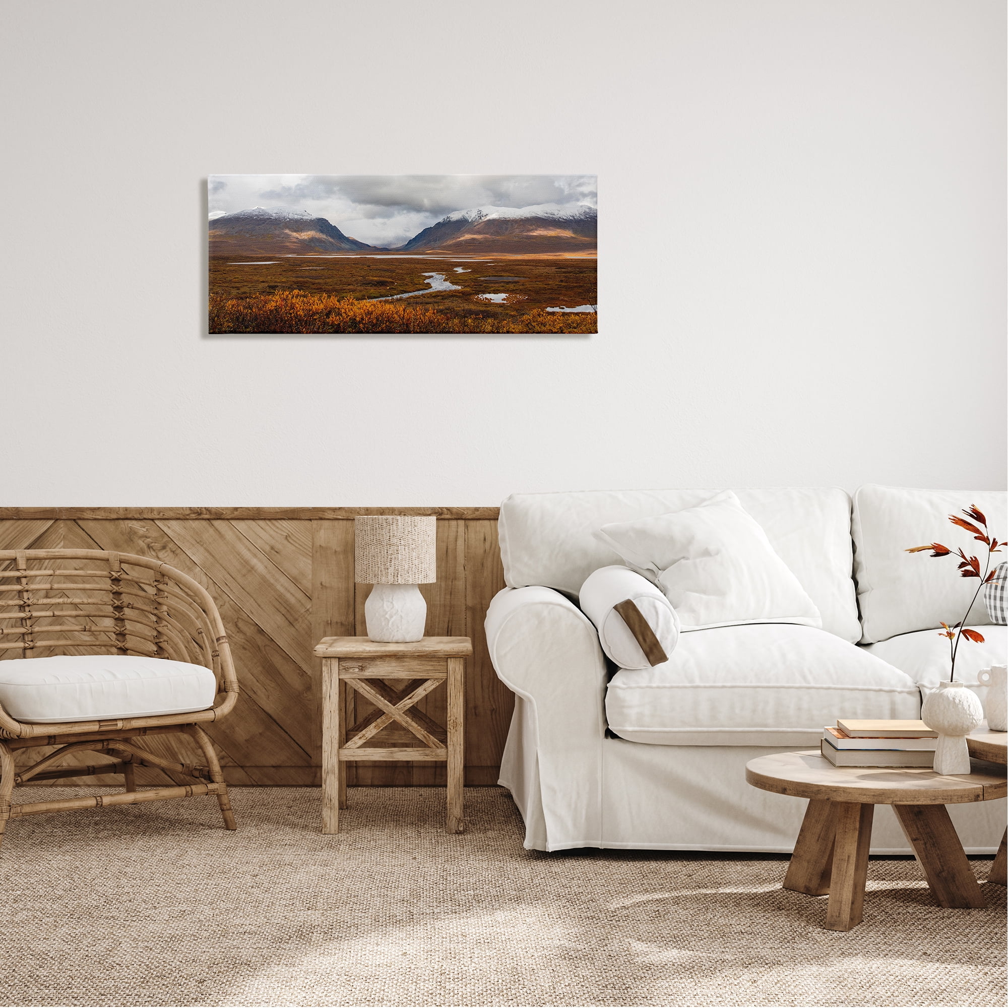 Stupell Industries Distant Snowy Peaks Landscape Photography Gallery Wrapped Canvas Art Print Wall Art, 40 x 17