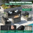 thumbnail image 4 of Clouddwell 12 Piece Patio Furniture Set with 44” Fire Pit Table Wicker Rattan Patio Conversation Set Outdoor Sectional Sofa Set with Coffee Table and Black Cushions(Waterproof Cover Included), 4 of 9