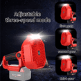 thumbnail image 6 of 14.4-18V Portable Cordless Fan for Makita/Bosch/Dewalt/Milwaukee 18V Lithium Battery Handheld Jobsite Fan with LED Light Outdoor Rechargeable USB Desk Camping Fan, 6 of 13