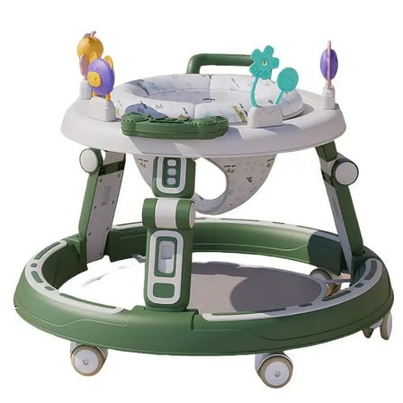 Ealing Baby Push Walker Height Adjustable ,Anti-Rollover, Activity Center Toys with Music for Babies 6-24 Months Girl & Boys,Green