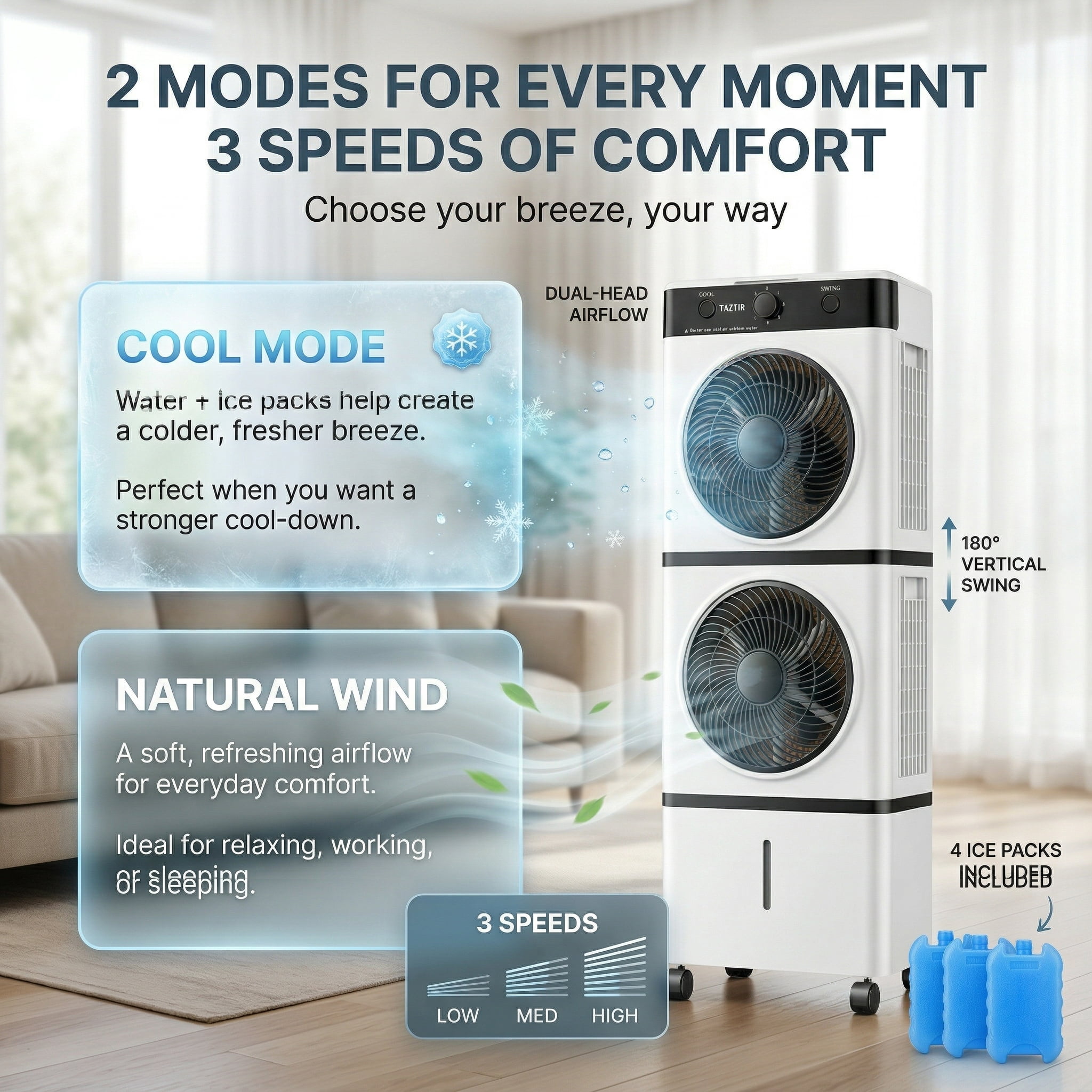 TAZTIR Evaporative Air Cooler for Indoor