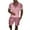 Pink, variant on Men's Casual Striped Print Shirt Two Piece Suit with Zipper Short Sleeve Top and Drawstring Pocket Short Set Comfortable Stylish Outfit Men's Tops T-Shirt Casual Crew Neck Loose