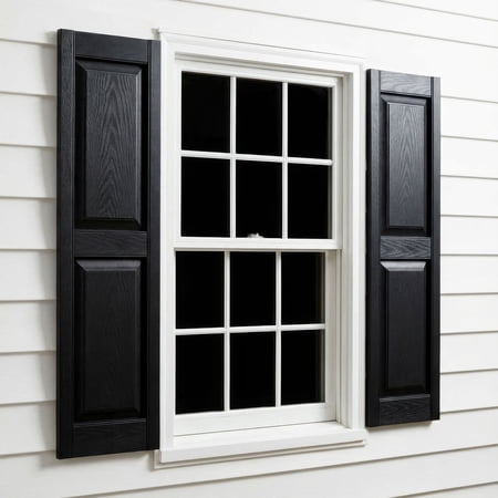 12 W x 55 H EverColor Raised Panel Exterior Vinyl Shutters w/Installation Shutter-Lok s & Matching Screws (Per Pair) Black