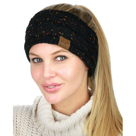 C.C Colorful Confetti Winter Warm Cable Knit Fuzzy Lined Ear Warmer Headband, (Best Ear Warmer Headband)