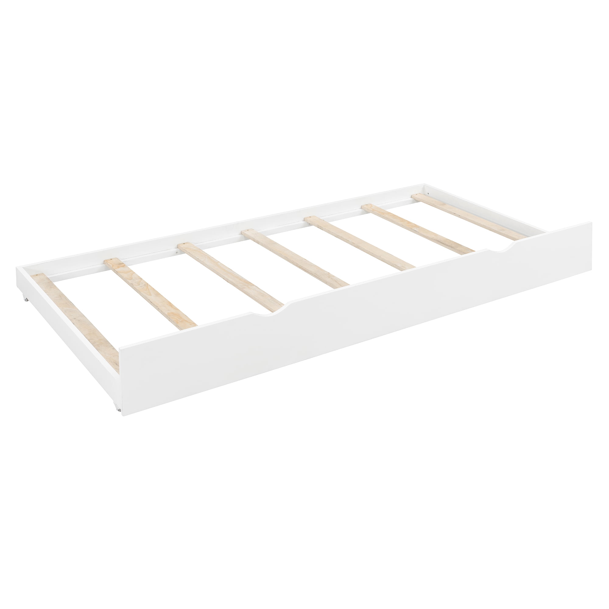 Mintazer Queen Size Bed Frame with Twin‑XL Trundle Bed & 2 Storage Drawers, Spindle Headboard Platform Bed for Bedroom, White
