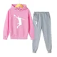 thumbnail image 3 of Conjunto de 2 piezas de sudadera con capucha y pantalones deportivos para niños de 4 a 14 años, conjuntos casuales para niñas, chándales, ropa para niños, otoño y primavera, 3 of 5