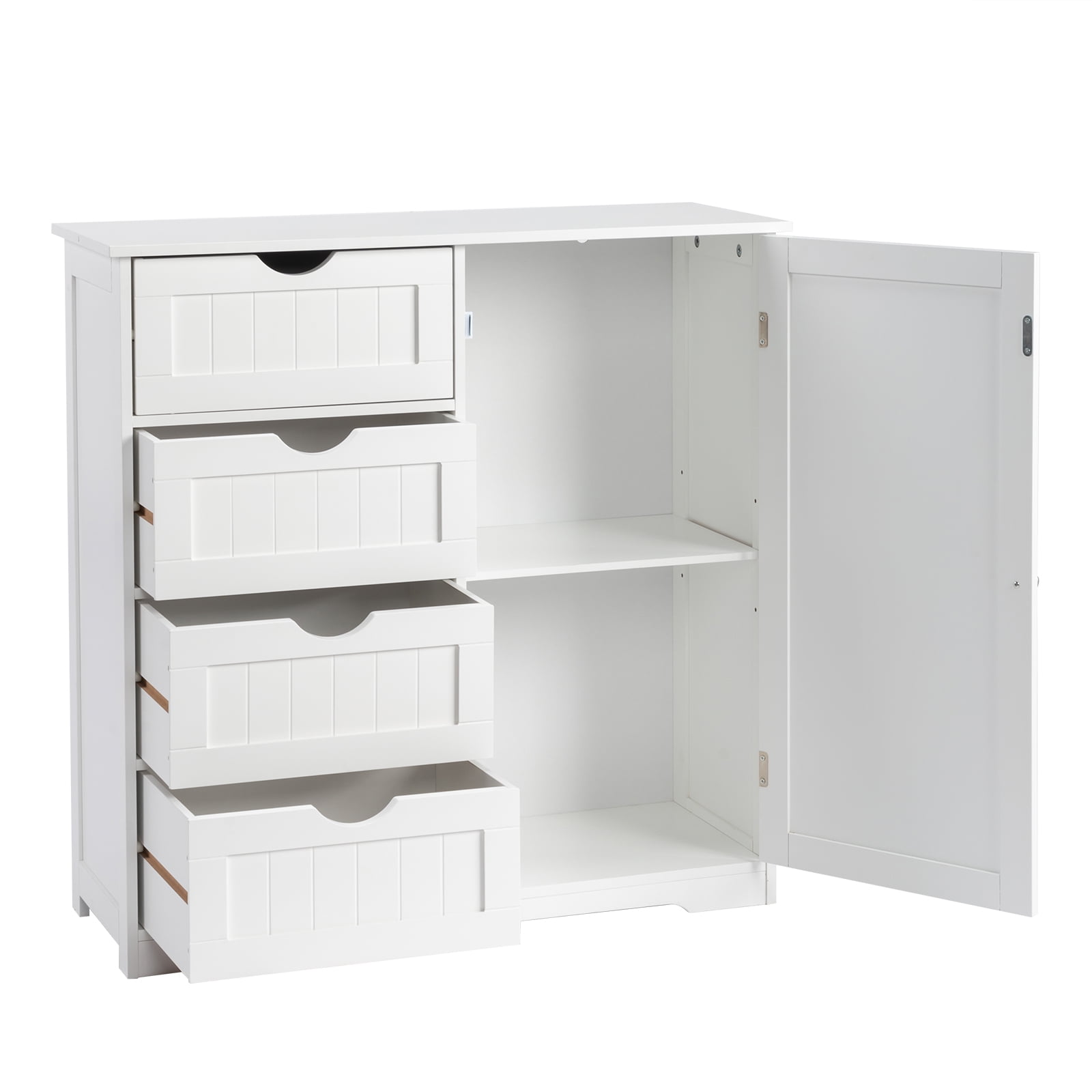 AsterOutdoor Elegant Bathroom Storage Cabinet 4 Drawers 1 Lower Painted Density Board Triple Amine Laminated Particle Board for Bathroom, White