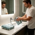 thumbnail image 4 of Extra Large Fleece Bath Towel, Wavy Texture, Soft Absorbent Face Towel for Home Daily Use, 75 x 35 cm, Gray, 1-Pack, 4 of 6