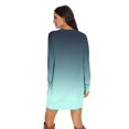 thumbnail image 6 of Women's Casual Dress Long Sleeve Round Neck Gradient Color Print with Pocket Loose Fit Midi Dress for Spring Fall,Cyan,M, 6 of 6