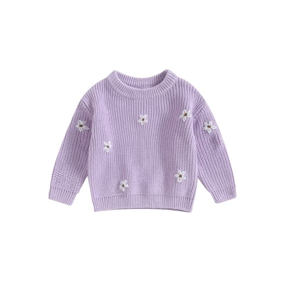 Fortune Chandail Fleuri pour Bébé Fille à Manches Longues en Tricot, Chandail pour Nourrisson, Automne Hiver, Hauts Chauds