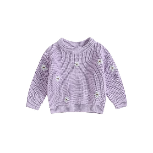 Fortune Baby Girl Floral Sweater Long Sleeve Knit Pullover Infant Fall Winter Warm Tops