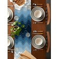 thumbnail image 2 of ERUNPONLY Navy Blue Ombre Stripe Table Runner - 72 Inch Long Abstract Summer Beach Coastal Cotton and Linen Blended Dress Scarves Farmhouse Table Runner for Kitchen Dining, Coffee Table, 16"x72", 2 of 8
