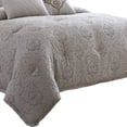 thumbnail image 2 of Benjara 9 Piece Queen Cotton Comforter Set with Textured Floral Print- Gray, 2 of 7