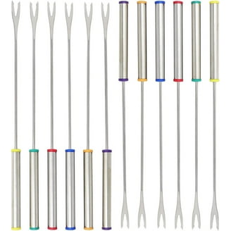SelfTek 18 Pieces Stainless Steel Fondue Forks Set And Bag, Heat Resistant Color Coding Handle For Cheese Chocolate Fondue Roast Marshmallows Meat 9.5 Inch