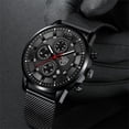 thumbnail image 4 of Fsqjgq Luminous Watches for Men Stainless Steel Mesh Band Date Digital Analog Watch Dress Business Quartz Wristwatch A, 4 of 8