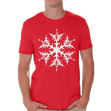 Awkward Styles Snowflake Shirt Christmas Tshirts for Men Snowflake Men's Holiday Tee for Christmas White Christmas Snowflake T-shirt Xmas Party Men's Holiday Top Snowflake Christmas Gift Idea