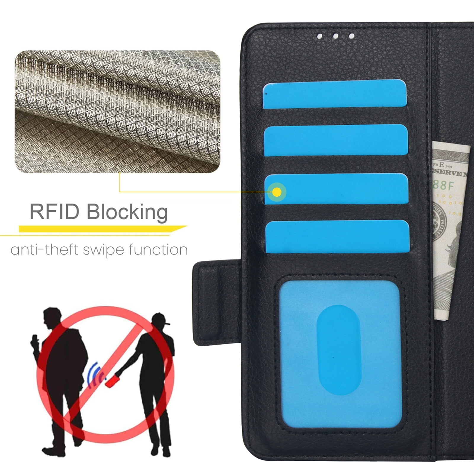 Wallet Case for Samsung Galaxy Z Fold 7 with S-Pen Holder and Credit Card Slots, Premium PU Leather RFID Blocking Magnetic Closure Flip Phone Case Cover for Samsung Galaxy Z Fold 7, Black