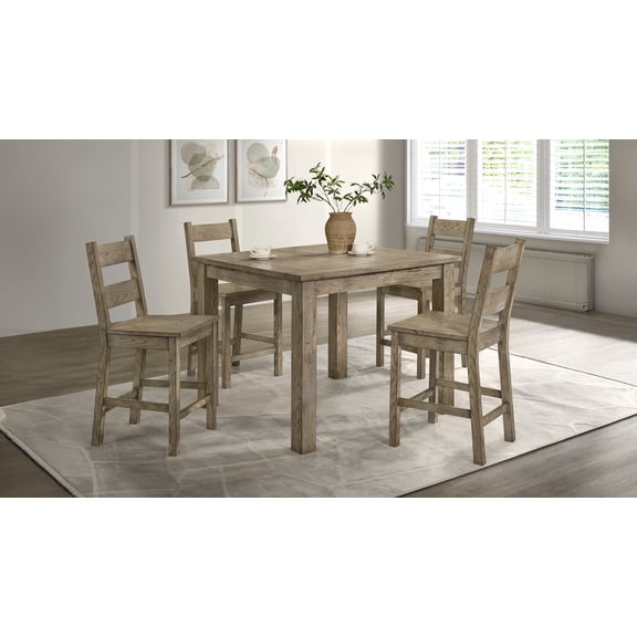 Coaster Cardova 5-Piece Counter Height Dining Table Set, Vineyard Oak