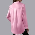thumbnail image 4 of Annhoo Button down Shirts for Women Business Casual Lapel Long Sleeve Satin Blouses Fall Comfy Solid Work Tops, 4 of 8