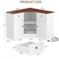 thumbnail image 6 of Homieasy L-Shaped Corner Cabinet, Kitchen Pantry Storage Cabinet with Built-In Outlets & 360° Lazy Susan, Farmhouse Coffee Bar Cabinet,Corner Pantry for Kitchen Dining Living Room,White, 6 of 7