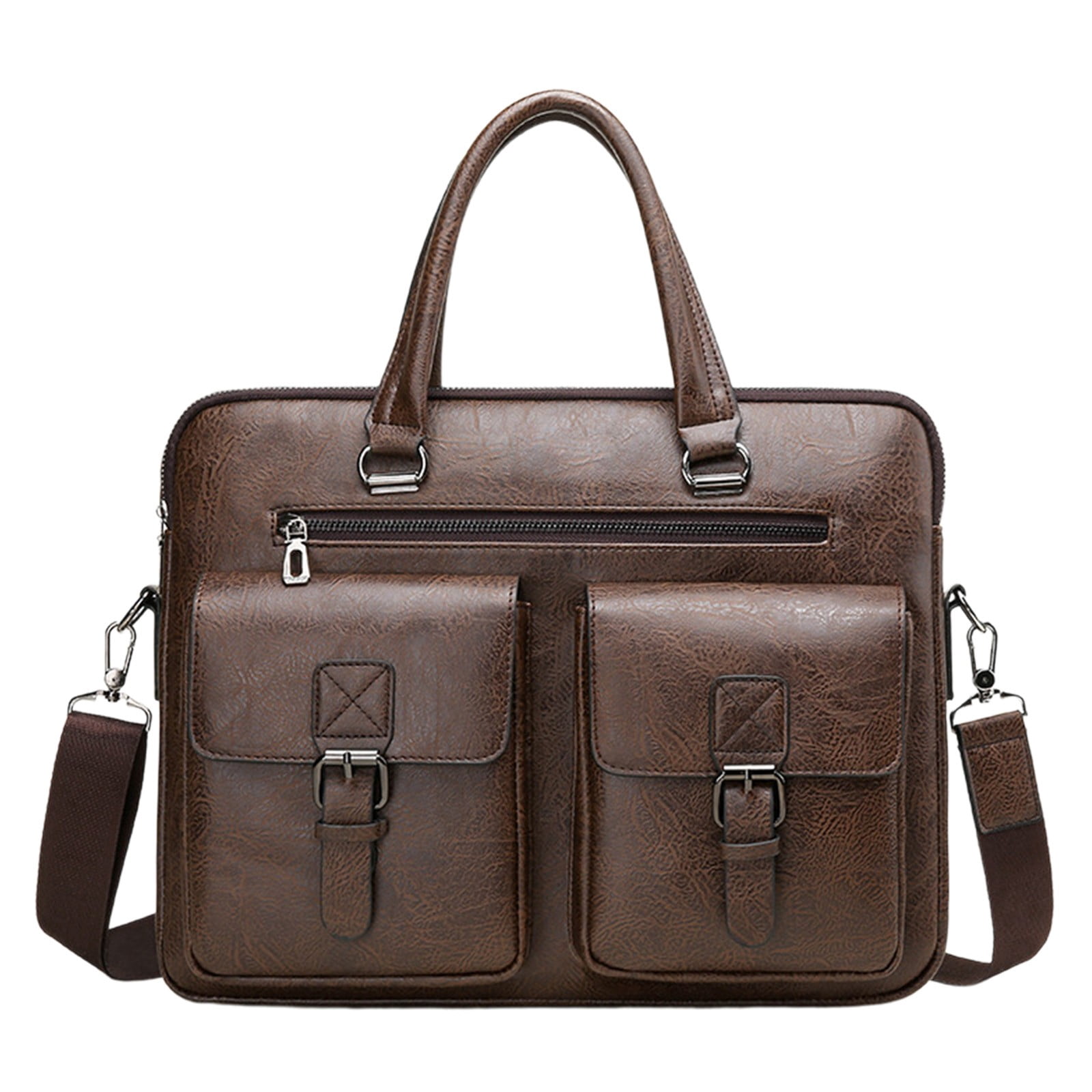 COM1950s Mens Crossbody Bag,Laptop Messenger Bag,Pu Leather Briefcase with Adjustable Strap,Spacious Work Bag for Business Travel and Daily Commute