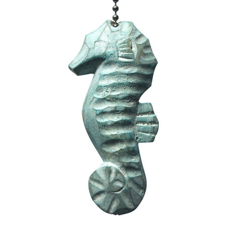 

Aqua Seahorse Hand Carved Wood Ceiling Fan Light Pull